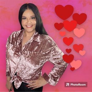 Sizes S-XL Valentine’s Day Crushed Velvet Light Pink Womens Great Quality S-XL